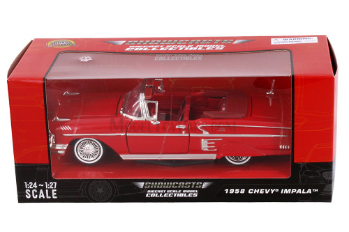 1958 Chevy Impala Convertible, Red - Showcasts 77267R - 1/24 Scale Diecast Model Toy Car