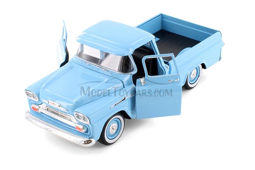 Chevy Apache Fleetside Pickup Truck, Blue & Red - Showcasts 71311D - 1/24 Scale Set of 4 Model Cars