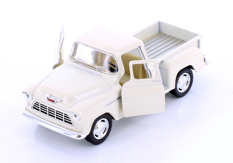 1955 Chevy Stepside Pickup Truck, White - Kinsmart 5330/5D - 1/32 Scale Diecast Model Toy Car