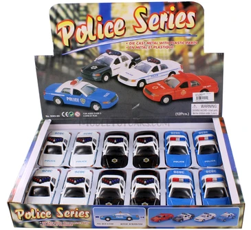 NYC Police Car, White/Black/Blue - Showcasts 9985DNY/3 - 5" Scale Set of 12 Diecast Model Toy Cars