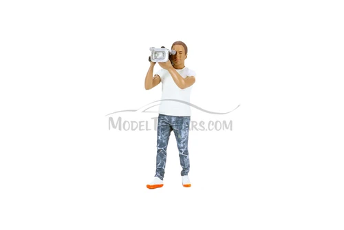 On Air Figure 3, Camera Guy 2, White /Blue - Showcasts AD-18403 - 1/18 Scale Diorama Figurine