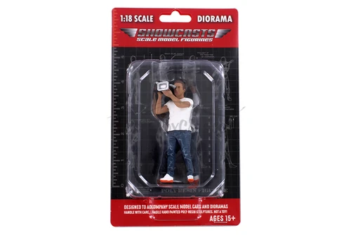 On Air Figure 3, Camera Guy 2, White /Blue - Showcasts AD-18403 - 1/18 Scale Diorama Figurine