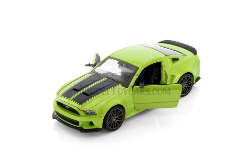 2014 Ford Mustang Street Racer Hardtop, Green w/Black Stripes - Showcasts 38506GN - 1/24 Scale Car