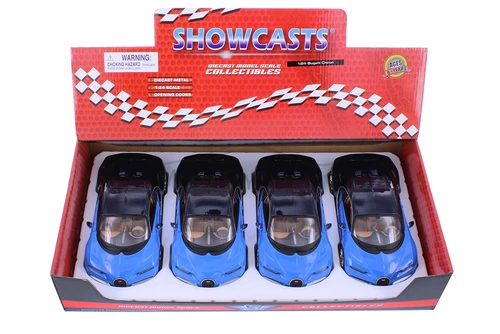 Bugatti Chiron, Blue - Showcasts 37514 - 1/24 Scale Set of 4 Diecast Model Toy Cars