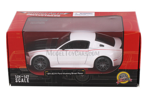 2014 Ford Mustang Street Racer Hardtop, White w/Black Hood, Showcasts 38506W - 1/24 Scale Model Car