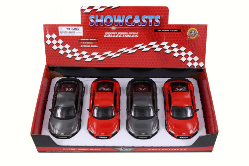 Audi R8 Plus Hard Top, Gray & Red - Showcasts 37513 - 1/24 Scale Set of 4 Diecast Model Toy Cars