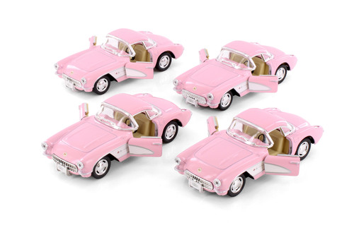 1957 Chevy Corvette Hard Top, Pink - Kinsmart 5316DPK - 1/34 Scale Set of 12 Diecast Model Toy Cars