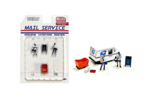 Mail Service Figure Set, Multi - American Diorama 76491MJ - 1/64 scale Figurine - Diorama Accessory