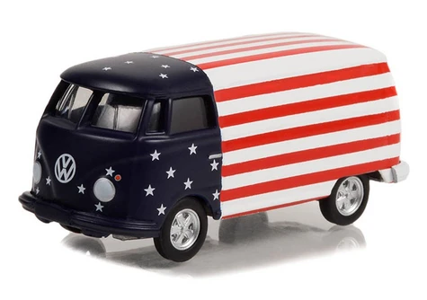 1964 Volkswagen Type 2 Panel Van, Red, White and Blue - Greenlight 36060A - 1/64 scale Diecast Car
