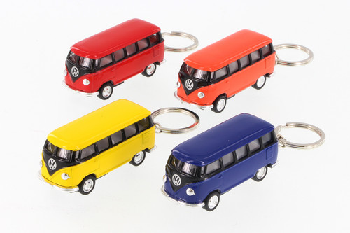 1962 Volkswagen Classic Bus w/Keychain, Asstd - Kinsmart 2545DK - 2.5" Scale Set of 12 Diecast Cars