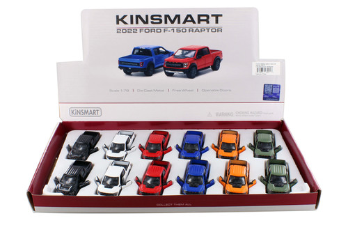 2022 Ford F-50 Raptor Pickup Truck, Assorted - Kinsmart 3001D - 1/78 Scale Set of 12 Diecast Cars