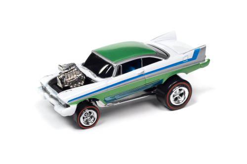 1958 Plymouth Fury , Green - Johnny Lightning JLSP251/24B - 1/64 Scale Diecast Model Toy Car