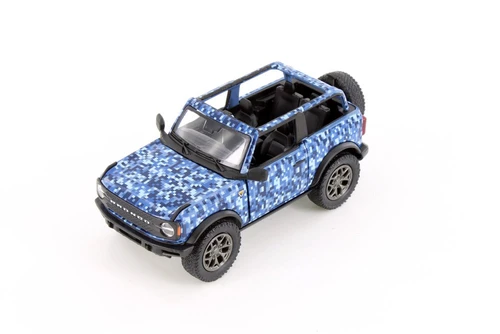 2022 Ford Bronco Camo Edition Open Top, Blue - Kinsmart 5445DA - 1/34 Scale Diecast Model Toy Car