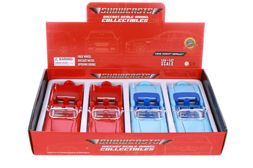 1958 Chevy Impala Convertible, Assorted, Showcasts 77267D - Set of 4 1/24 Scale Diecast Cars