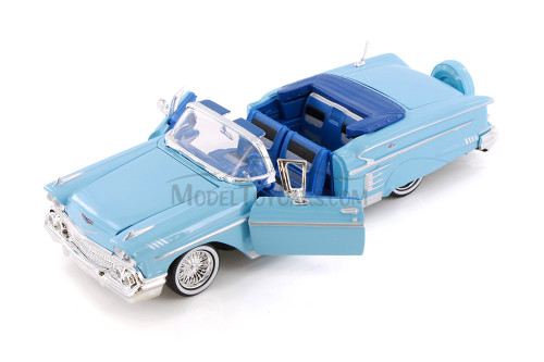 1958 Chevy Impala Convertible, Light Blue, Showcasts 77267D - Set of 4 1/24 Scale Diecast Cars
