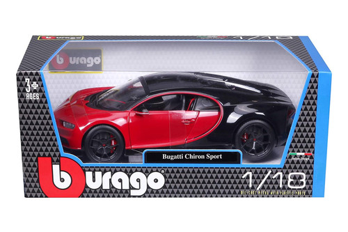 2019 Bugatti Chiron Sport #16, Red /Black - Bburago 11044R - 1/18 Scale Diecast Model Toy Car