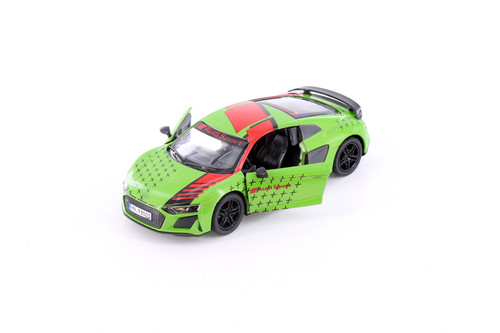 2020 Audi R8 Coupe Livery Edition, Green w/Red Stripe - Kinsmart 5422DF - 1/36 Scale Diecast Car