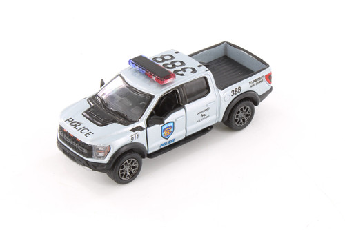 2022 Ford F-50 Raptor Pickup Truck - Police, Silver- Kinsmart 3001DPR - 1/78 Scale Diecast Car