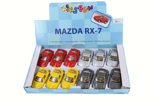 Box of 12 Mazda RX-7 Assortment - Kinsmart 4018D - 4" Scale Diecast Model Toy Cars