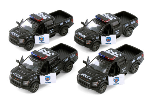 Box of 12 2022 Ford F-150 Raptor Pickup Truck - Police Edition, Black - 3001DP - 1/78 Scale Cars
