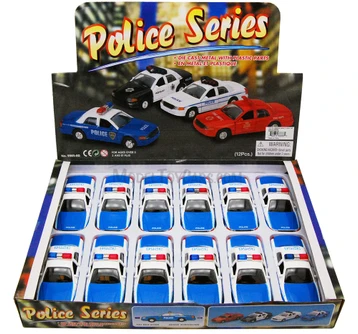 Box of 12 Boston Police Car, White w/ Blue - Showcasts 9985BS - 5" Scale Diecast Model Toy Cars