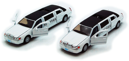 1999 New York Lincoln Town Car Stretch Limousine, White - Kinsmart
