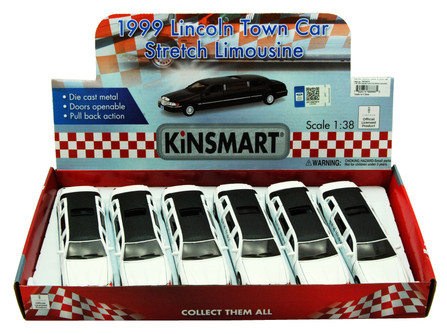 Box of 6 Las Vegas 1999 Lincoln Stretch Limousine, White - 7001WLV