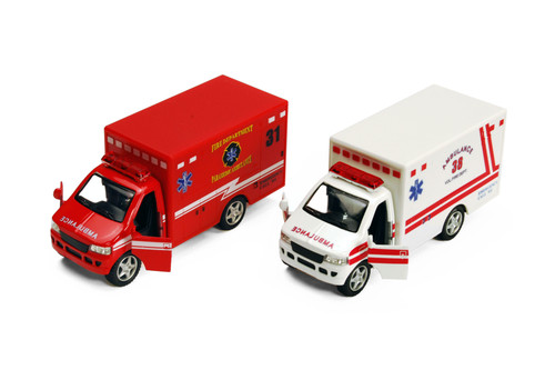 Box of 12 Rescue Team Ambulances, Assortment - Kinsmart 5259D - 5" Scale Diecast Model Toy Cars