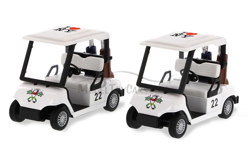 Box of 12 I Love New York Golf Cart, White, Showcasts 5105D-ILNY, 4.5" Scale Diecast Model Toy Cars