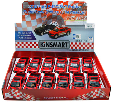 Box of 12 2013 Ford F-150 SVT Raptor Pickup - Fire Rescue, Red - 5365DPR/R - 1/46 Scale Model Cars