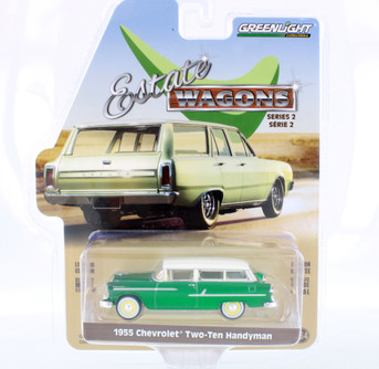 CHASE CAR Green Machine - 1955 Chevy Two-Ten Handyman, Harvest Green - Greenlight 29930A/48 - 1/64 scale Diecast Model Toy Car