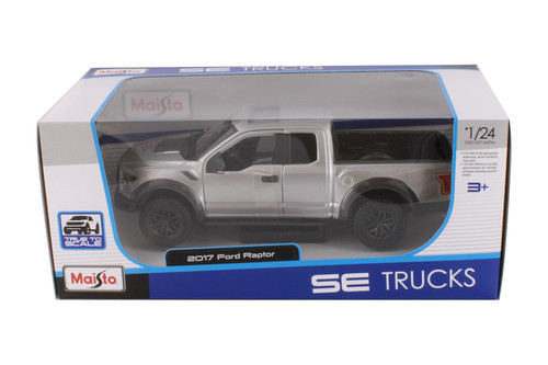 2017 Ford Raptor Pickup Truck, Gray - Maisto 38266GY - 1/24 Scale Diecast Model Toy Car