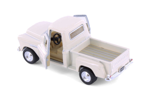 1955 Chevy Stepside Pickup Truck, Ivory - Kinsmart 3002D - 1/54 Scale Diecast Model Toy Car