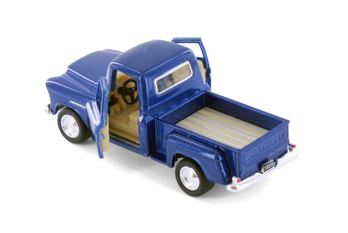 1955 Chevy Stepside Pickup Truck, Blue - Kinsmart 3002D - 1/54 Scale Diecast Model Toy Car