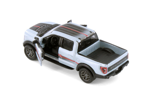 2022 Ford F-150 Raptor Pickup Truck, Silver - Kinsmart 3001DF - 1/78 Scale Diecast Model Toy Car