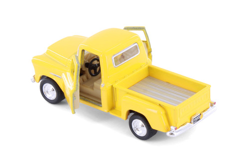1955 Chevy Stepside Pickup Truck, Yellow - Kinsmart 3002D - 1/54 Scale Diecast Model Toy Car