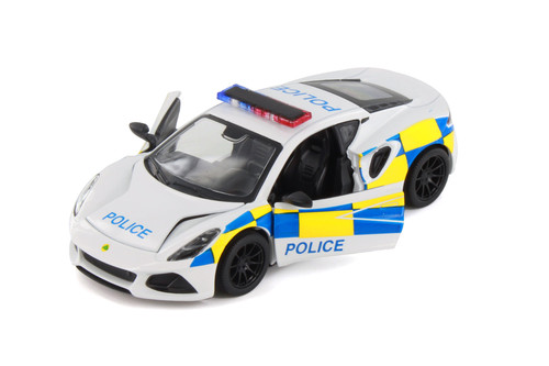 Lotus Emira Police Edition, White - Kinsmart 5441DP - 1/34 Scale Diecast Model Toy Car