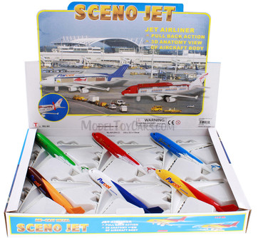 Box of 6 Sceno Jet Assortment - Showcasts 805D - 7.75" Scale Diecast Model Toy Planes
