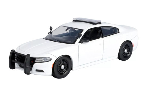 2023 Dodge Charger Pursuit Police, Unmarked White - Motor Max 76996WT - 1/24 Scale Diecast Model Toy Car
