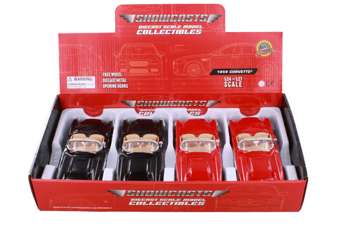 Box of 4 1959 Chevy Corvette Convertible, Asstd - Showcasts 77216D - 1/24 Scale Diecast Model Toy Cars