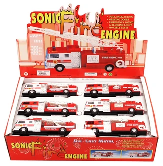 Box of 12 Sonic Rescue Fire Engine w/Sound & Light, Asstd - Showcasts 7000IC - 7" Scale Diecast Model Toy Cars