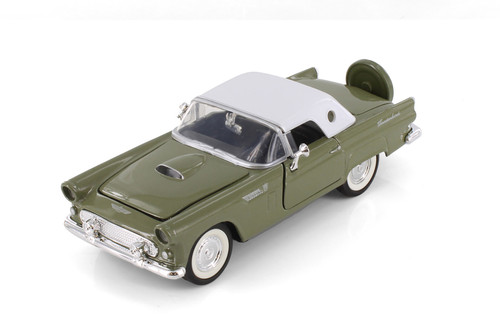 1956 Ford Thunderbird Closed Convertible, Green - Showcasts 77312GN - 1/24 Scale Diecast Model Toy Car