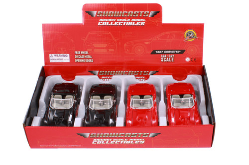 Box of 4 1967 Chevy Corvette Convertible, Assortment - Showcasts 77224D - 1/24 Scale Diecast Model Toy Cars