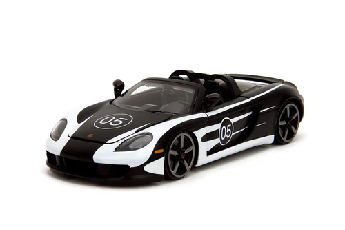 Porsche Carrera GT Convertible, Black/White - Jada Toys 35490 - 1/24 Scale Diecast Model Toy Car