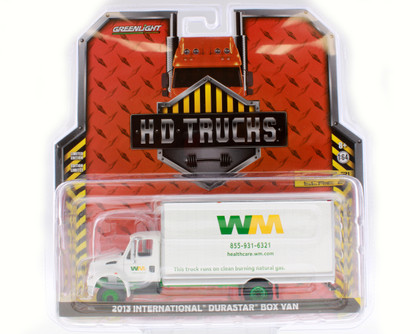 GREEN MACHINE Waste Management 2013 International Durastar Box Van, White - Greenlight 33210A - 1/64 Diecast Car