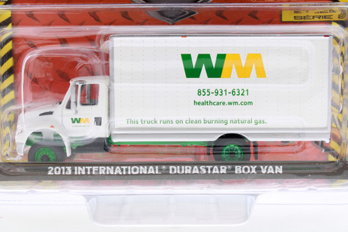 GREEN MACHINE Waste Management 2013 International Durastar Box Van, White - Greenlight 33210A - 1/64 Diecast Car