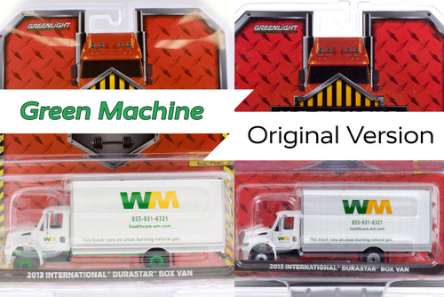 GREEN MACHINE Waste Management 2013 International Durastar Box Van, White - Greenlight 33210A - 1/64 Diecast Car
