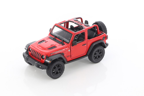 2018 Jeep Wrangler Rubicon Open Top, Red - Kinsmart 5412DA - 1/34 Scale Diecast Model Toy Car