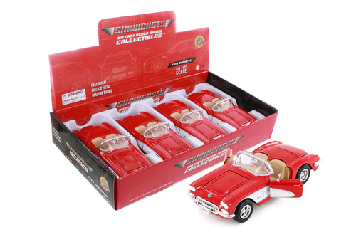 1959 Chevy Corvette Convertible, Red - Showcasts 77216D - 1/24 Scale Diecast Model Toy Car