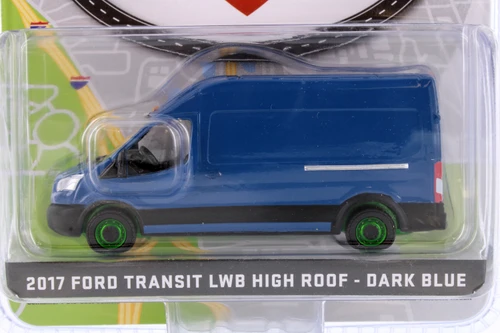 GREEN MACHINE 2017 Ford Transit LWB High Roof Van, Dark Blue - Greenlight 53050A/48 - 1/64 Scale Diecast Car
